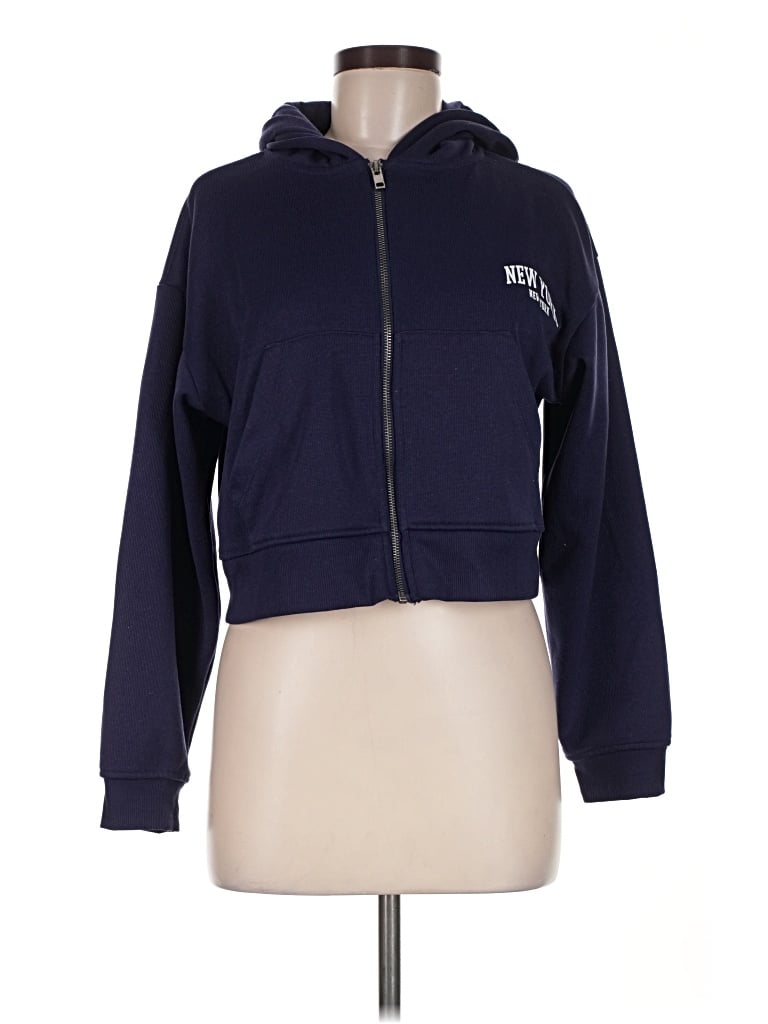 Pre-owned Forever 21 Zip Up Hoodie In Blue