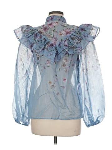 Aqua Long Sleeve Blouse (view 2)