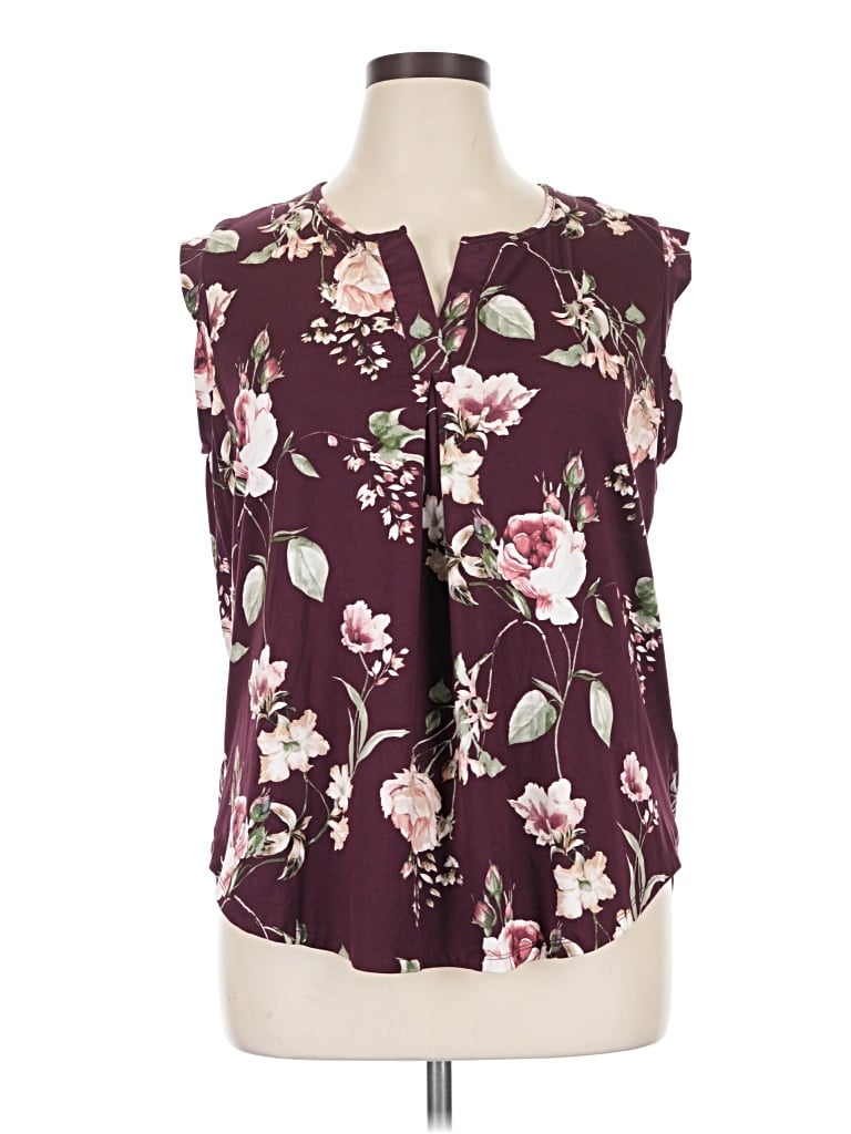 Pre-owned Papermoon Sleeveless Blouse In Burgundy