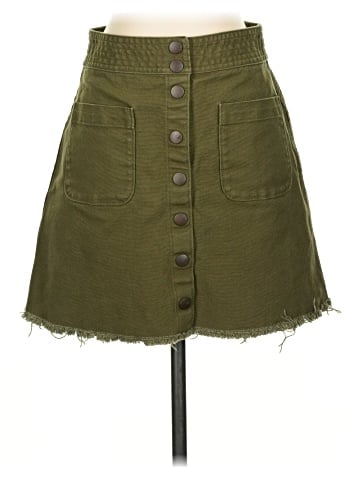 Madewell Raw-Hem A-Line Mini Skirt in Kale (view 1)