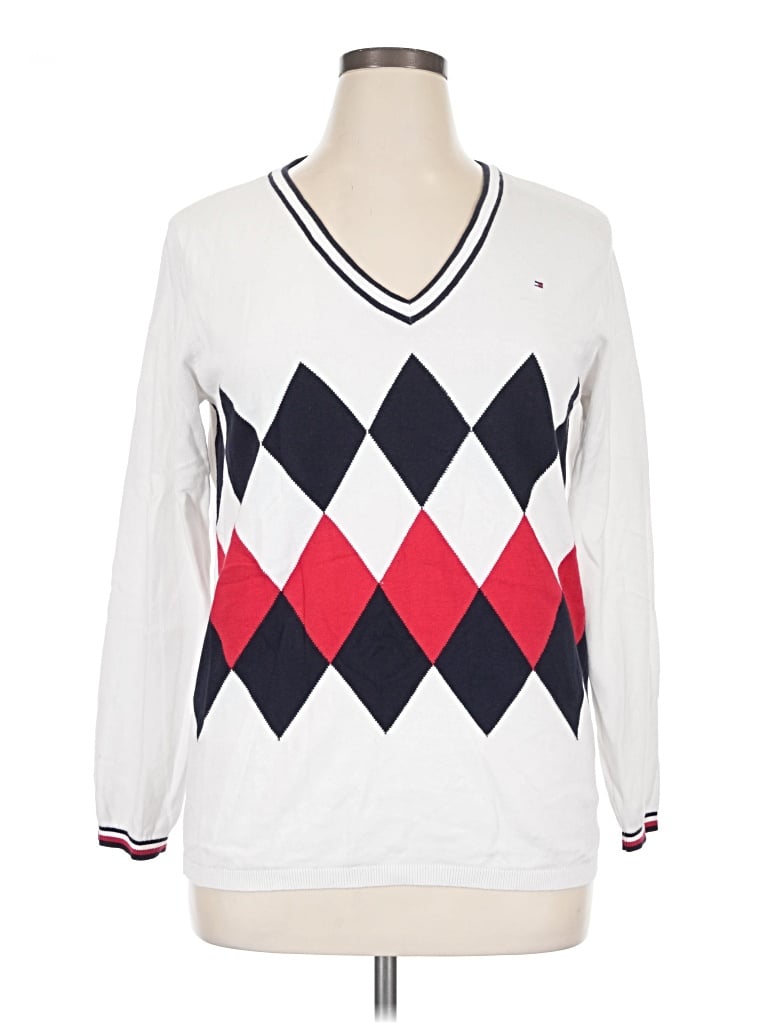 Pre-owned Tommy Hilfiger Pullover Sweater In White
