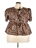 Cato Animal Print Brown Short Sleeve Blouse Size 22 - 24 - photo 1