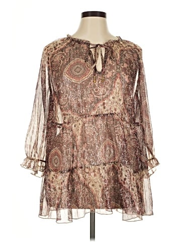 Johnny Was 3/4 Sleeve Silk Top (view 1)
