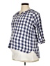 NOM Checkered-gingham Blue 3/4 Sleeve Blouse Size XL - photo 1