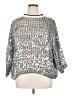 Brunello Cucinelli Metallic Silver Black 3/4 Sleeve Top Size XL - photo 1