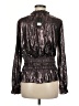 Current Air 100% Polyester Metallic Black Long Sleeve Blouse Size M - photo 2