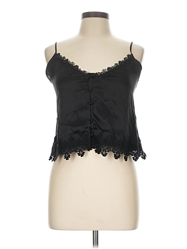 Pre-owned Assorted Brands Sleeveless Silk Top Black Sweetheart Neckline Tops