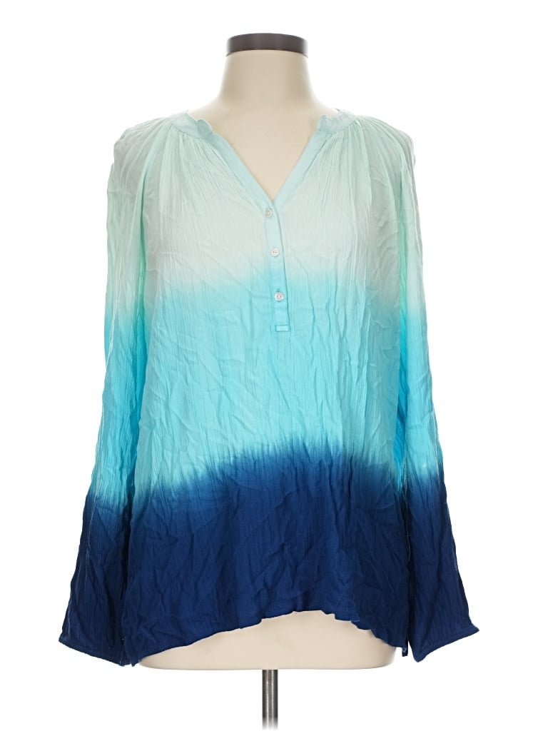 Pre-owned Lilly Pulitzer Long Sleeve Henley Shirt In Blue