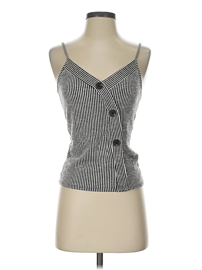 Pre-owned Caution To The Wind Tank Top Silver Strapless Neckline Tops