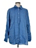 Chico's 100% Linen Blue Long Sleeve Button-Down Shirt Size M - photo 1
