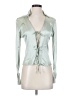 Zara Metallic Silver Green Long Sleeve Blouse Size S - photo 1