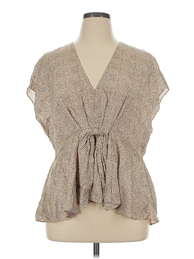 Pre-owned Sachin & Babi Short Sleeve Blouse In Tan