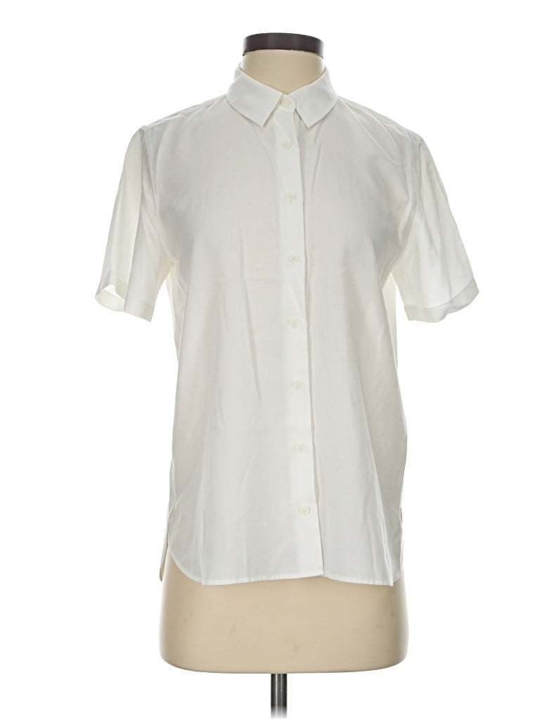 Pre-owned Uniqlo Short Sleeve Blouse In Ivory