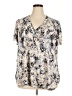 Rose + Olive 100% Polyester Floral Silver Short Sleeve Blouse Size 2X - photo 1