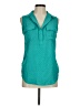 Ann Taylor LOFT Teal Sleeveless Button-Down Shirt Size M - photo 1