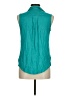 Ann Taylor LOFT Teal Sleeveless Button-Down Shirt Size M - photo 2
