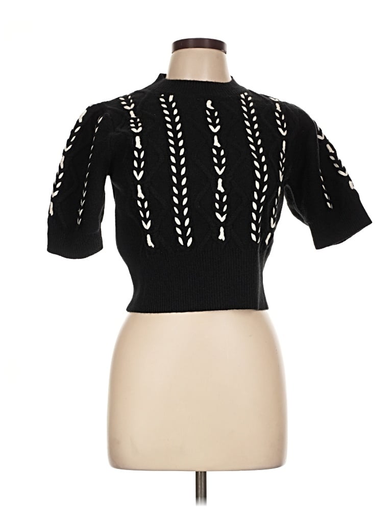Commense Short Sleeve Top Black Mock Neckline Tops