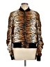 A.L.C. 100% Silk Animal Print Orange Track Jacket Size 12 - photo 1
