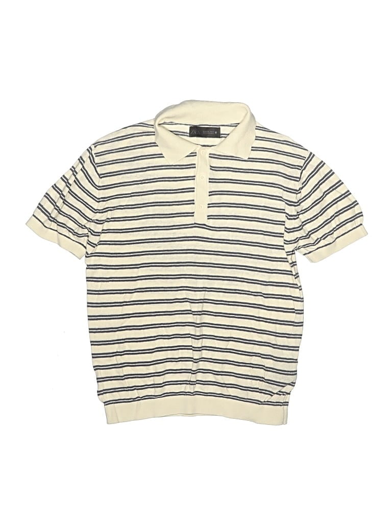 Pre-owned Zara Kids' Short Sleeve Polo Shirt In Ivory