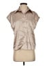 Current Air 100% Silk Metallic Tan Short Sleeve Silk Top Size S - photo 1