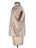 Current Air 100% Silk Metallic Tan Short Sleeve Silk Top Size S - photo 5