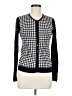 August Silk Houndstooth Black Cardigan Size M - photo 1