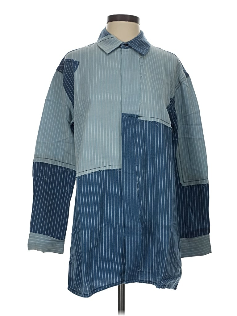 Sandrine Rose 3/4 Sleeve Button Down Shirt In Blue