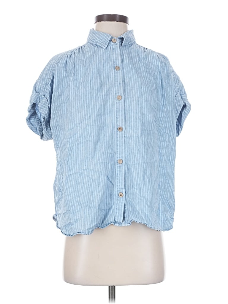 Pre-owned Faherty Short Sleeve Button Down Shirt In Blue
