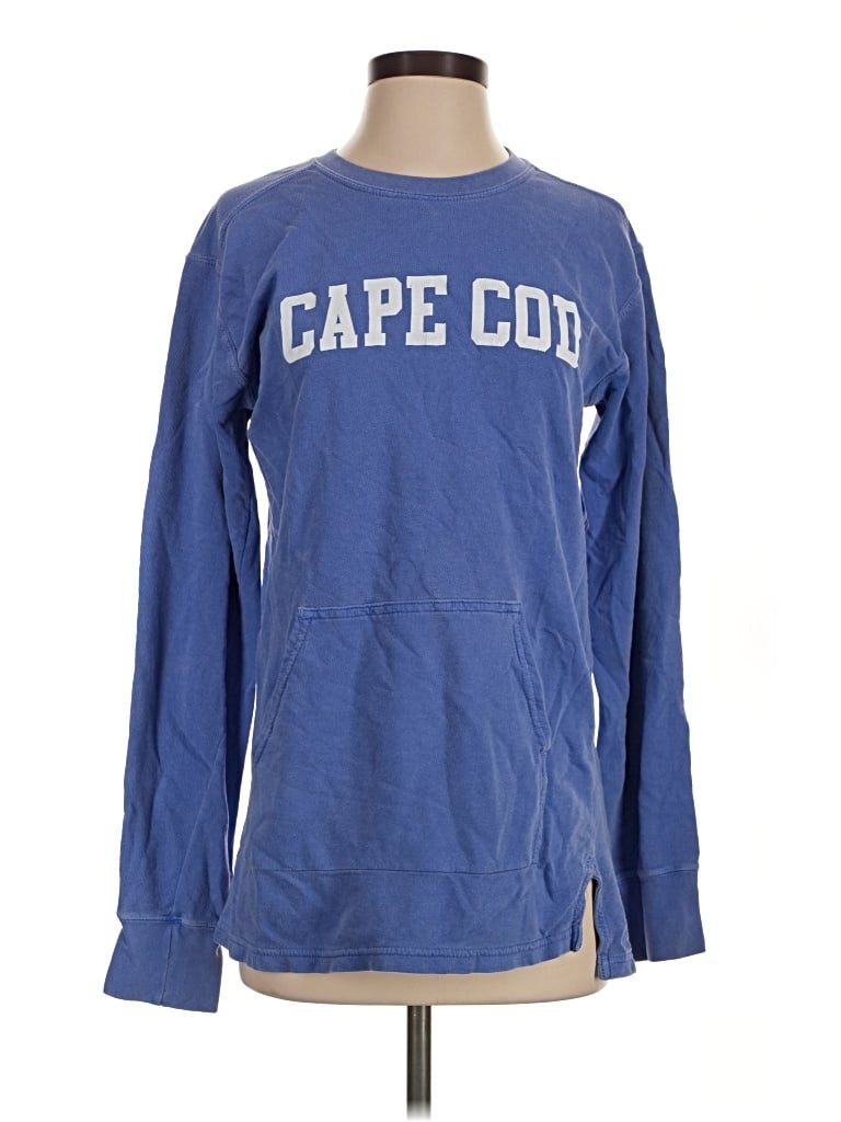 Pre-owned Comfort Colors Long Sleeve Top Blue Crew Neck Tops