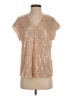 Grace Karin Metallic Gold Short Sleeve Blouse Size S - photo 1
