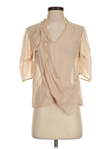 BCBGMAXAZRIA Short Sleeve Silk Top (view 1)