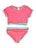 Justice Color Block Pink Two Piece Swimsuit Size 10 - photo 1