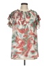 Rose + Olive 100% Polyester Tie-dye Green Short Sleeve Blouse Size L (estimated) - photo 1