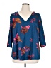 ModCloth 100% Polyester Blue 3/4 Sleeve Blouse Size 1X - photo 1