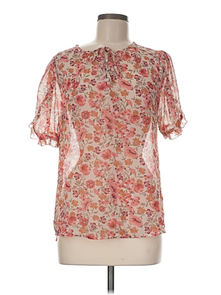 Pre-owned Chenault Short Sleeve Blouse In Pink