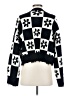 Pol Checkered-gingham Floral Graphic White Black Cardigan Size S - photo 2