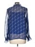 Ann Taylor LOFT 100% Polyester Blue Long Sleeve Blouse Size L - photo 2