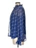 Ann Taylor LOFT 100% Polyester Blue Long Sleeve Blouse Size L - photo 5