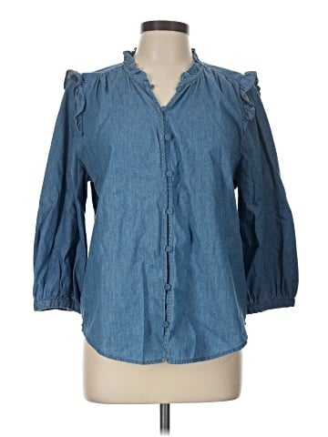 LC Lauren Conrad 3/4 Sleeve Button-Down Shirt (view 1)