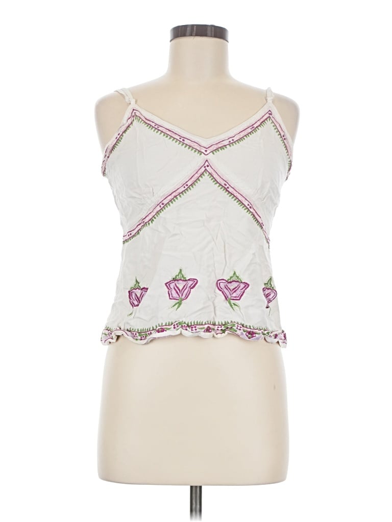 Pre-owned Papillon Sleeveless Top White Halter Neckline Tops