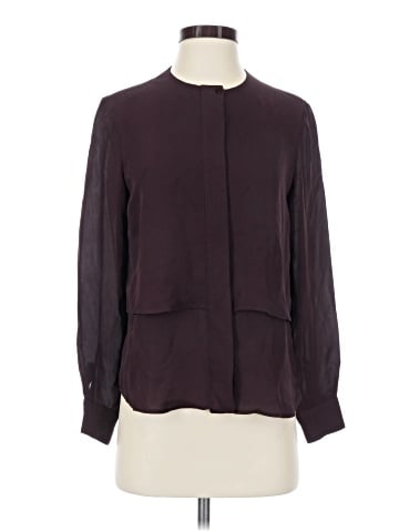 Theory Long Sleeve Silk Top (view 1)