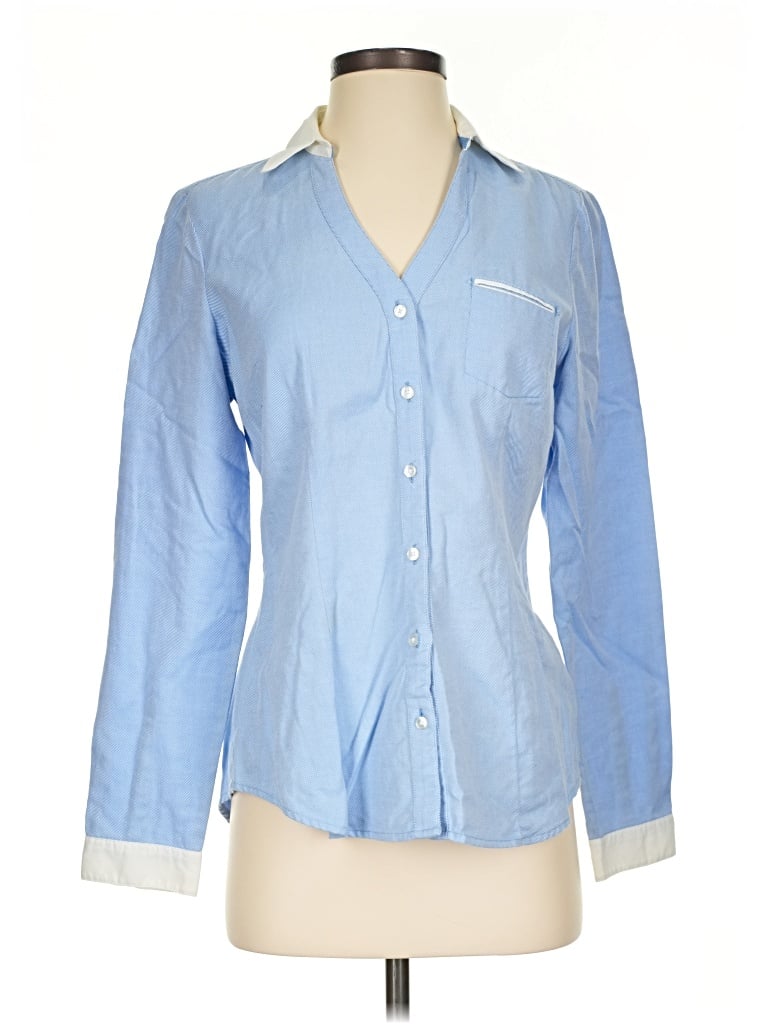 Pre-owned Express Long Sleeve Button Down Shirt In Blue