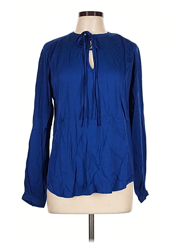Trina Turk Long Sleeve Polo Shirt In Blue