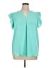 Zenana 100% Polyester Teal Short Sleeve Blouse Size XL - photo 1