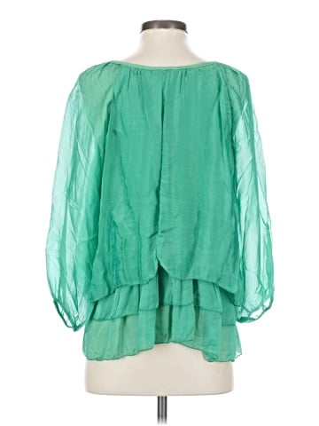 Tempo Paris 3/4 Sleeve Silk Top (view 2)