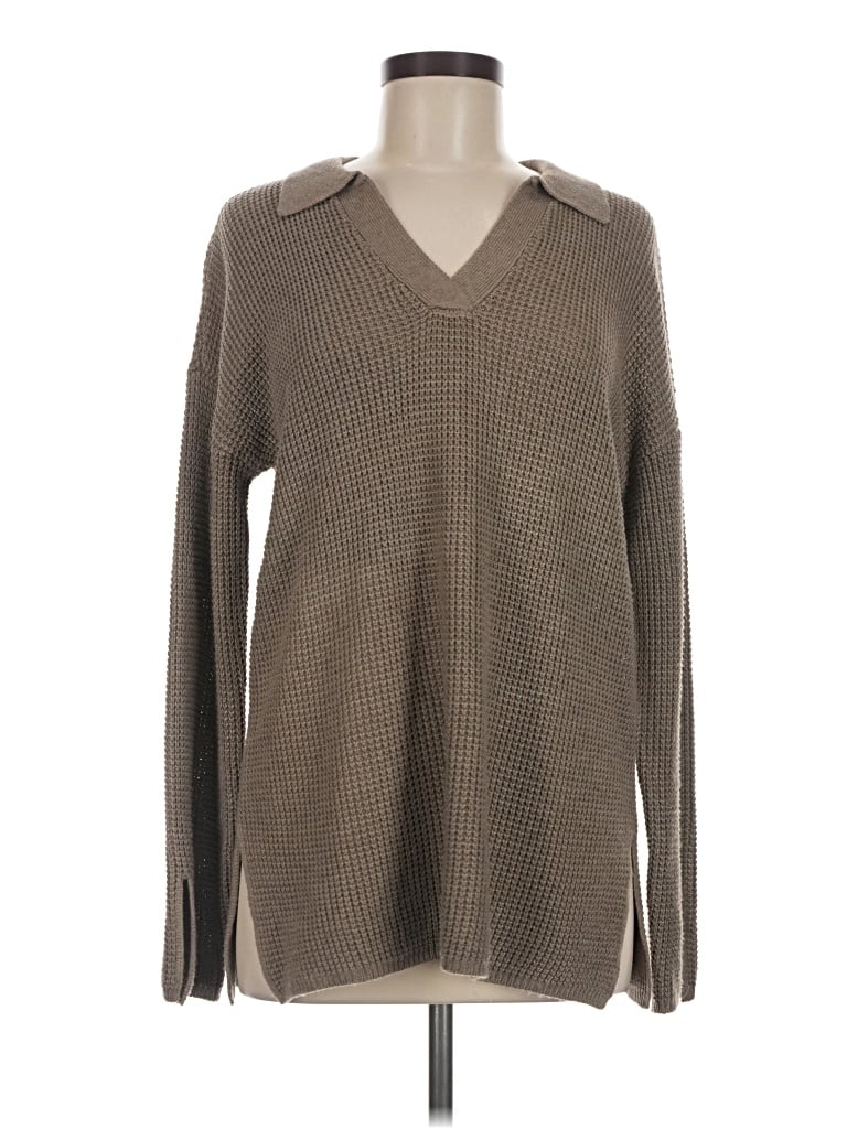 Pre-owned Design History Long Sleeve Top Gray Collared Neckline Tops