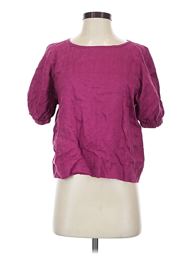 Pre-owned Garnet Hill Short Sleeve Blouse In Purple