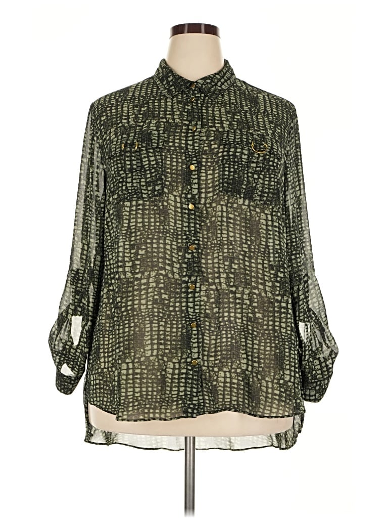 Pre-owned C Established 1946 3/4 Sleeve Blouse In Green