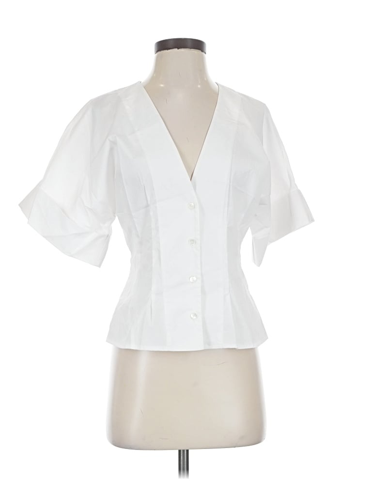 Pre-owned Staud Short Sleeve Blouse In White