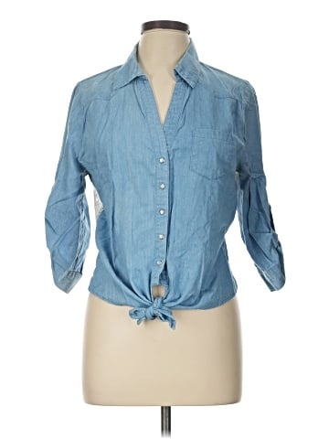 Eyeshadow 3/4 Sleeve Button-Down Shirt (view 1)